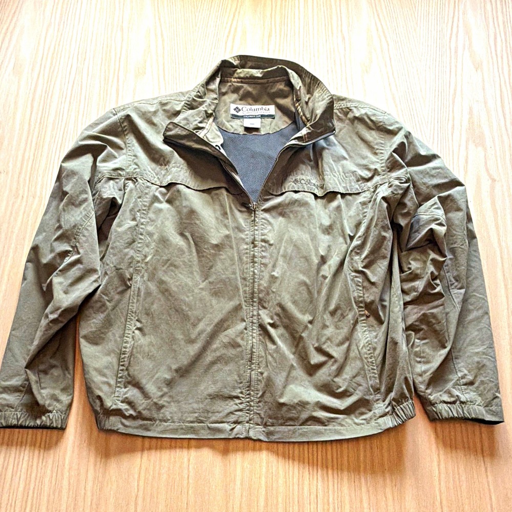 Columbia Men XL Green Full Zip Lined Jacket Stand-Up Collar 209 WM 3142 Vintage